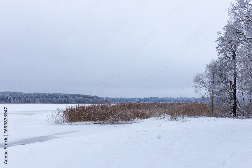 frozen lake in winter in Northern Europe
