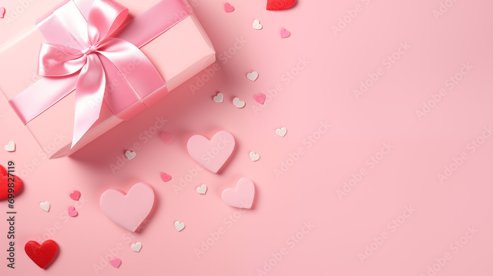 valentine's day background with gifts and hearts and a space for text valentine's day background with gifts and hearts and a space for text