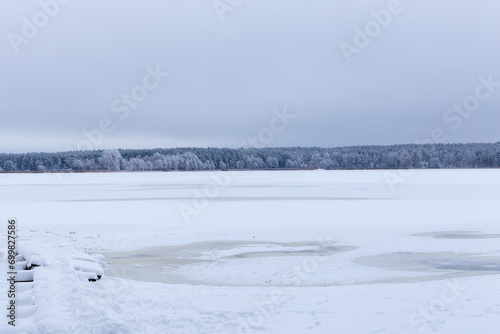 frozen lake in winter in Northern Europe