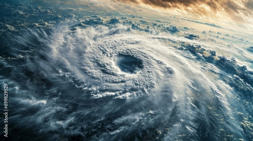 depicts a super typhoon, a massive tropical storm, resembling a cyclone or hurricane