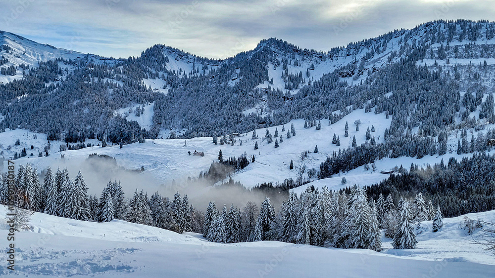 Winter in Germany, winter in Bavarian Swabia, winter in the Alps
