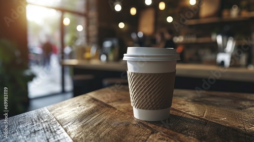 Cafeteria mockup paper coffee cup photo