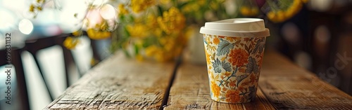 Cafeteria mockup paper coffee cup photo