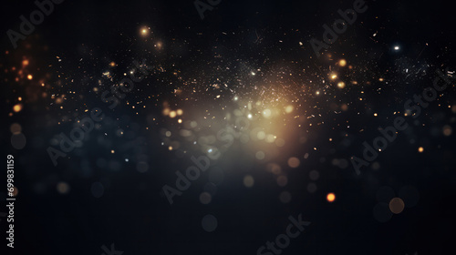 Warm Gold Tone Bokeh Lights Backdrop: Festive Glitter and Confetti Ambiance