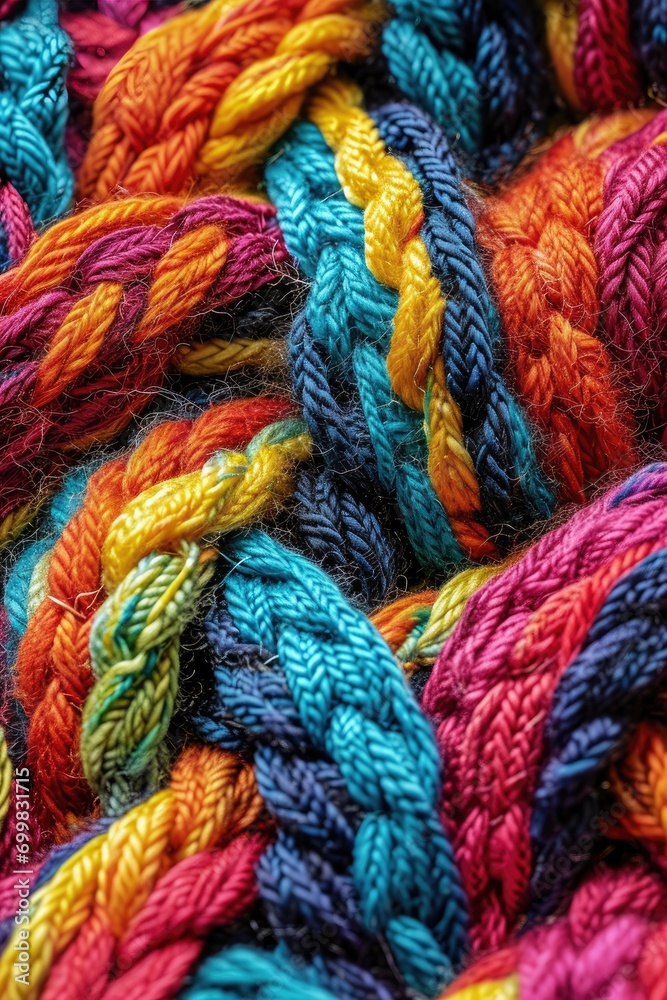 Close up of the colorful knit background