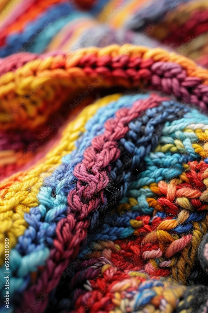 Close up of the colorful knit background Close up of the colorful knit background