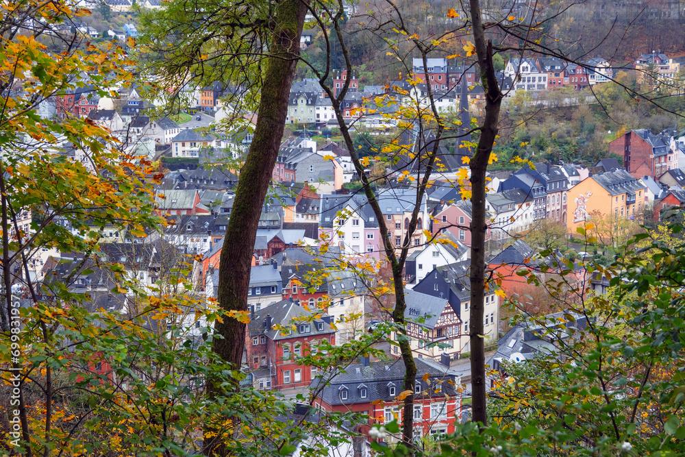 View of the old town of Idar-Oberstein, Germany in autumn
