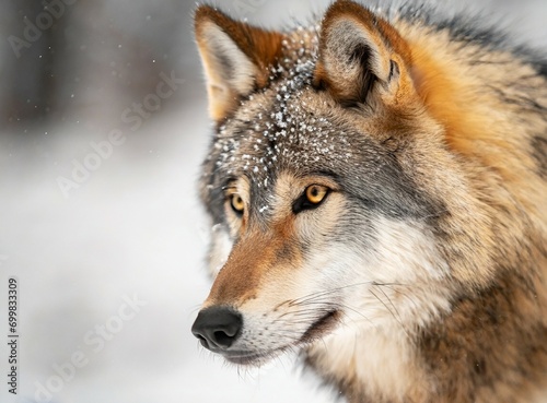 Wolf into the woods on winter