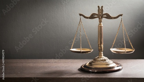 A symbol of legal balance and justice, this scale stands firm in judgment, reflecting the authority of law, court verdicts, and the lawyer's role photo