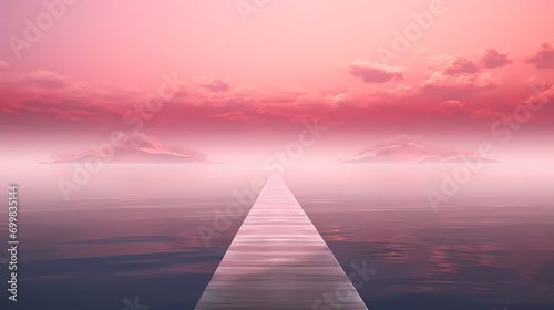 Beautiful lake view, beautiful sea view, pink sea