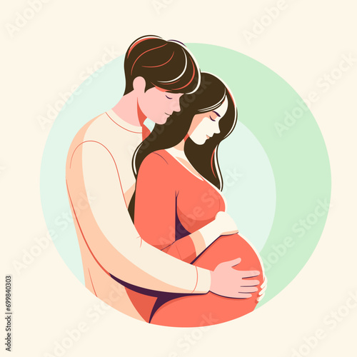 woman with baby and a man hugging her