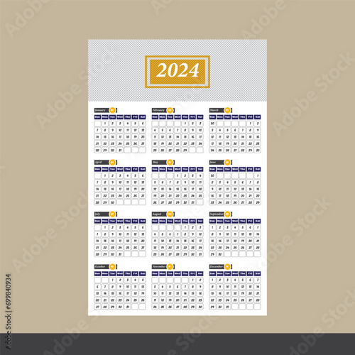 Happy New Year 2024 Wall Calendar Design 