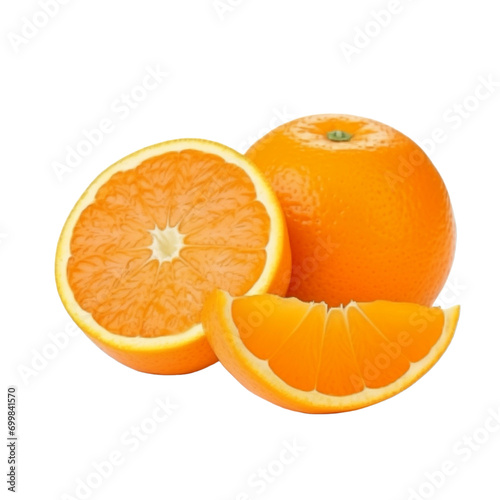 fresh organic tangerine cut in half sliced with leaves isolated on white background with clipping path