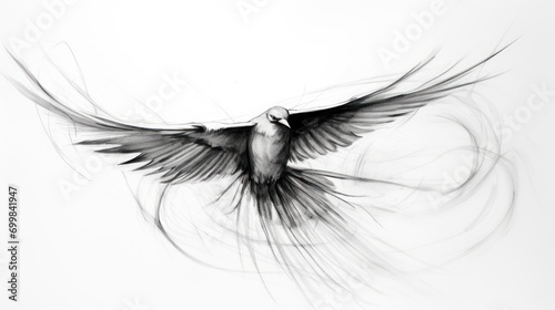 a black and white photo of a bird with its wings spread out and a white background with a black and white photo of a bird with its wings spread out.