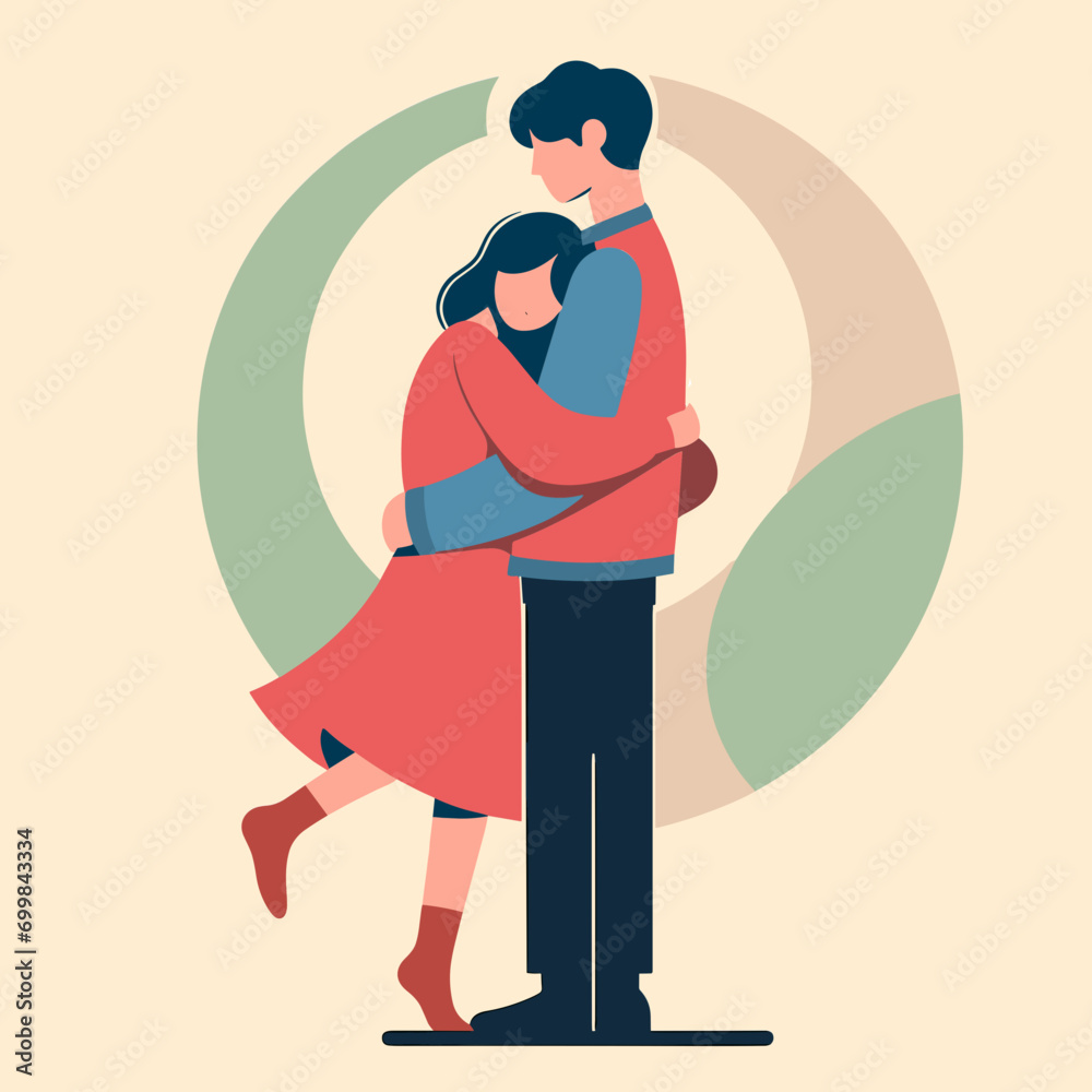 Girl hugging his boyfriend	