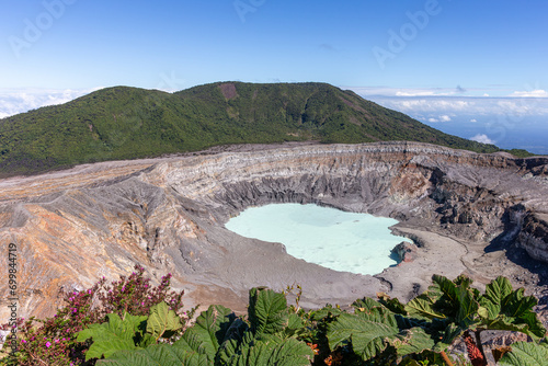 Poas Volcano in Costa Rica with Foreground Vegetation