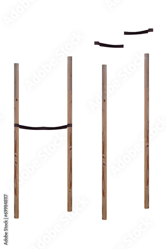 Wooden poles to support the tree on isolated transparent background