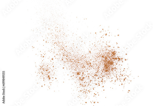 Cinnamon Ceylon ground, pile scattered isolated on white, clipping path photo