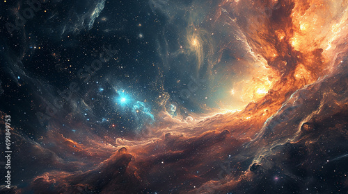 Galactic Dream Odyssey:  An interstellar dreamscape with swirling galaxies, nebulas, and celestial wonders, inviting the viewer on a cosmic dream odyssey photo