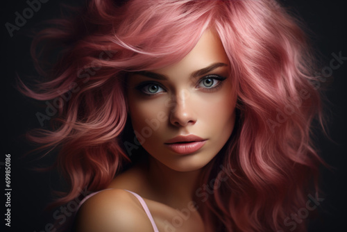 Stunning self*confident young woman with pink hair