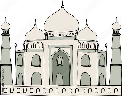 Simple gray flat silhouette of the Indian historical landmark monument of the TAJ MAHAL, AGRA photo