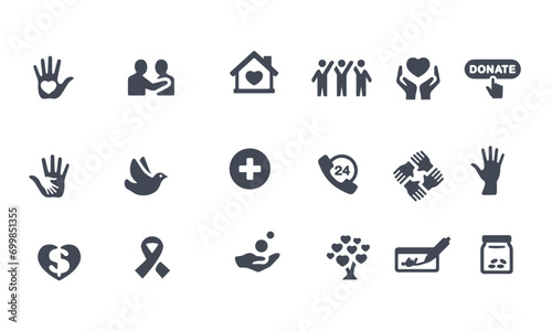 Charity and Relief Work icons vector design