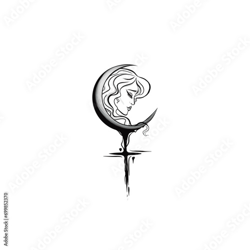 Black Moon Lilith Symbol vector stencils tattoo art idea