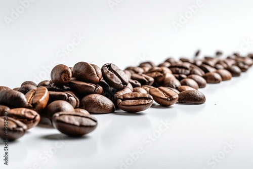 a group of coffee beans on a white background with a white background and a white background with coffee beans on the bottom and bottom of the image. generative ai