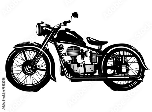 Hand Drawn Engraving Pen and Ink Motorcycle Vintage Vector Illustration