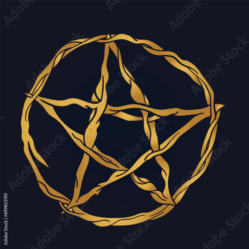 gold pentacle tatto vector art