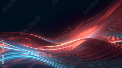 Digital technology blue rhythm wavy line abstract graphic poster web page PPT background with generative