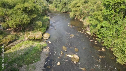 Aerial view of Ciliwung river in West Java, Indonesia photo