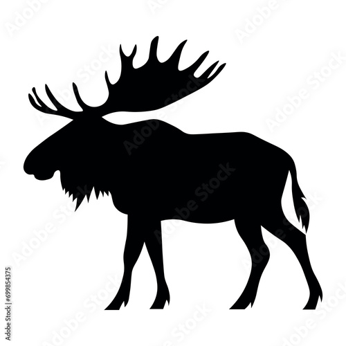 Moose black vector icon on white background © Adam