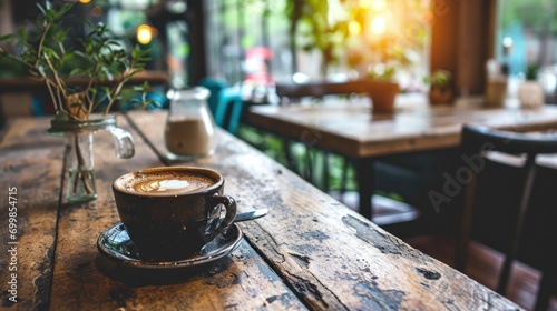 Freshly brewed coffee in a modern cafe setting