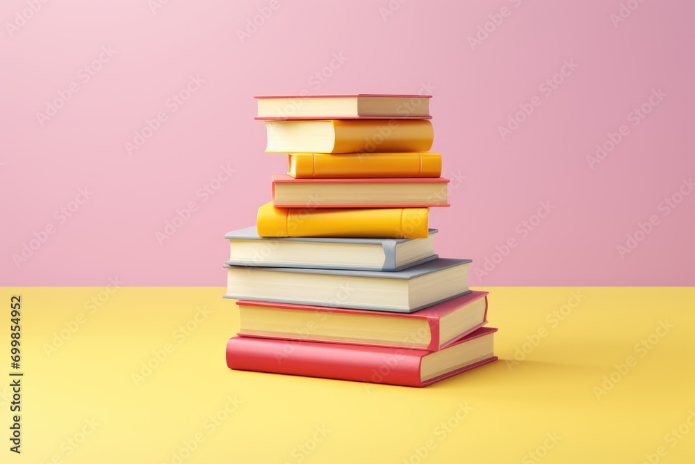 Pile of pastel colored books stuck on top of each other. Studying, reading, teaching concept Pile of pastel colored books stuck on top of each other. Studying, reading, teaching concept
