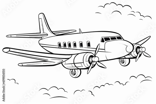 Airplane coloring page, generative AI