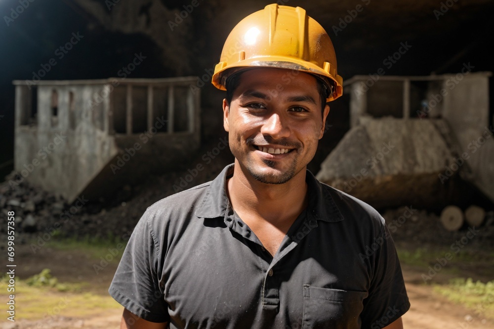 portrait of a Hispanic construction worker handyman in South America building for infrastructure for mining and house working hard physical job portrait of a Hispanic construction worker handyman in South America building for infrastructure for mining and house working hard physical job
