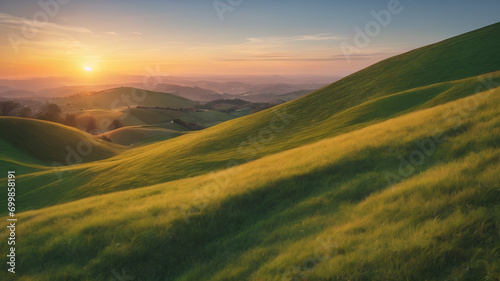 Green mountain Sunset view