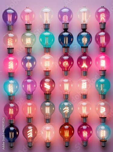 Pattern of different color bulbs.