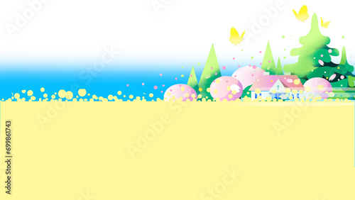 菜の花と蝶と桜