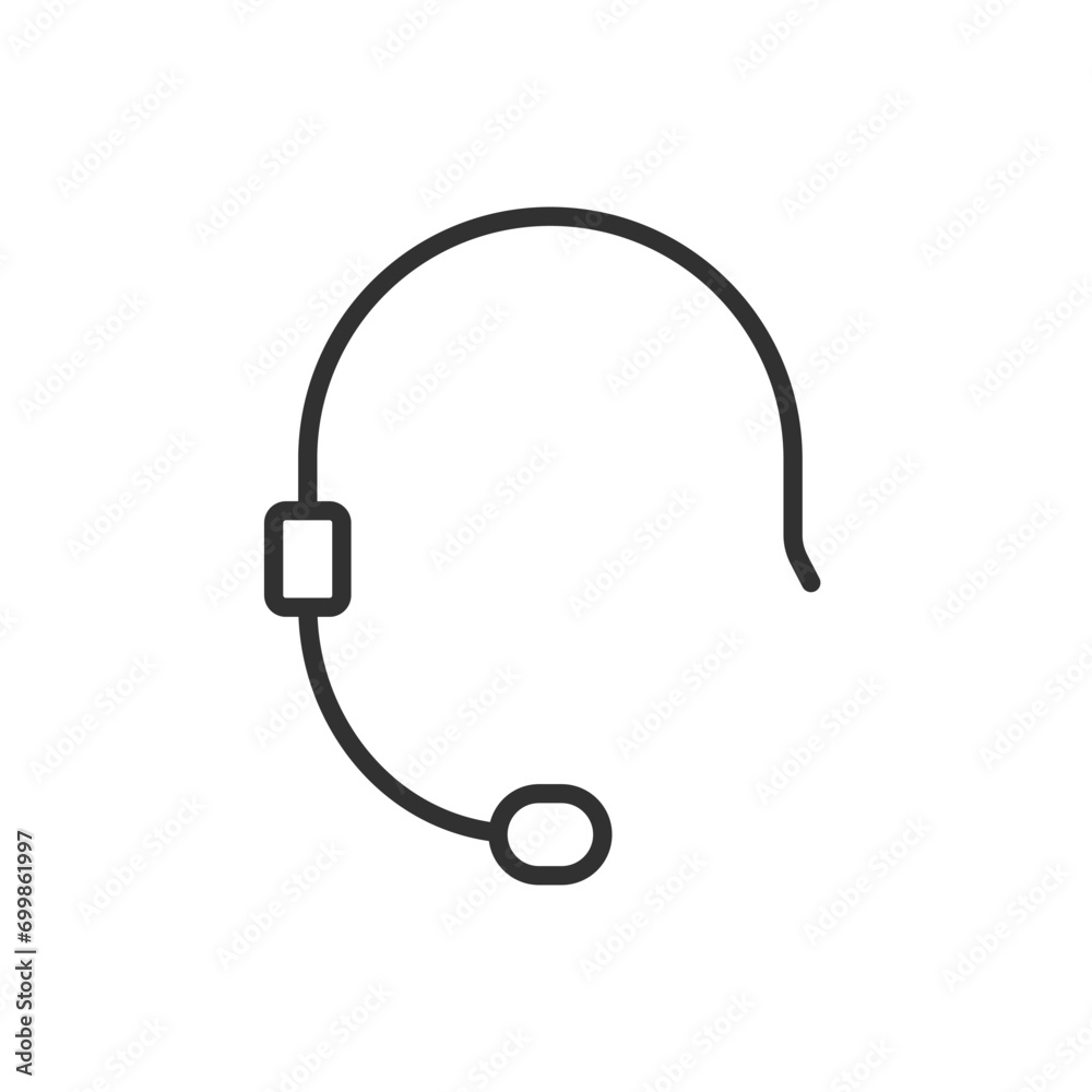 Headphone microphone, linear icon. Line with editable stroke Headphone microphone, linear icon. Line with editable stroke