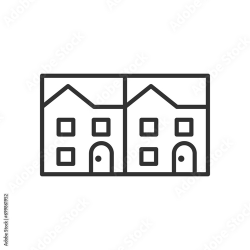 Townhouse, linear icon. Line with editable stroke