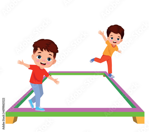 boy walking on balance board