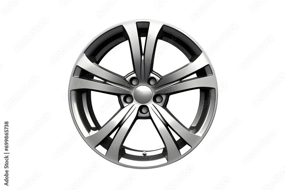 front view of a chrome rim or wheel isolated on white background transparent