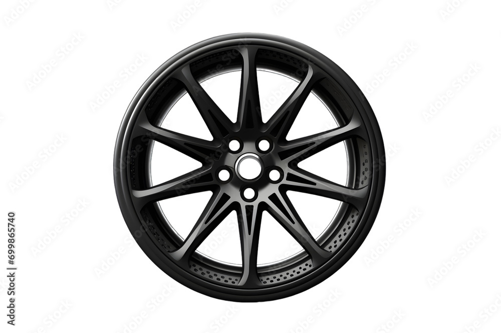 front view of a chrome rim or wheel isolated on white background 