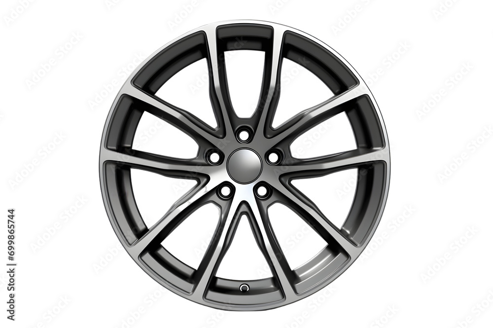 front view of a chrome rim or wheel isolated on white background transparent