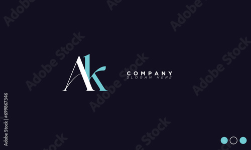 AK Alphabet letters Initials Monogram logo KA, A and K