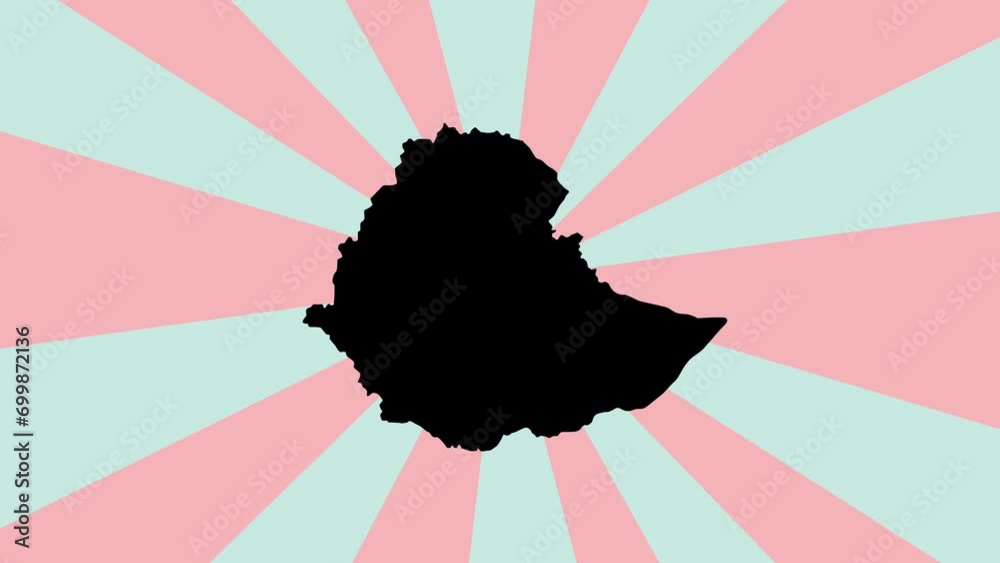 Animated Ethiopia country map icon with rotating background