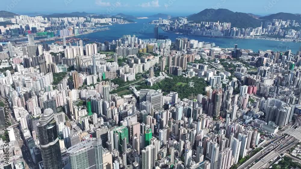 Drone aerial shot Skyview in Nathan Road Tsim Sha Tsui Mong Kok Jordan Austin Yau Ma Tei Central West Kowloon Hong Kong , a commercial hub with the financial of the Victoria Harbour Drone aerial shot Skyview in Nathan Road Tsim Sha Tsui Mong Kok Jordan Austin Yau Ma Tei Central West Kowloon Hong Kong , a commercial hub with the financial of the Victoria Harbour