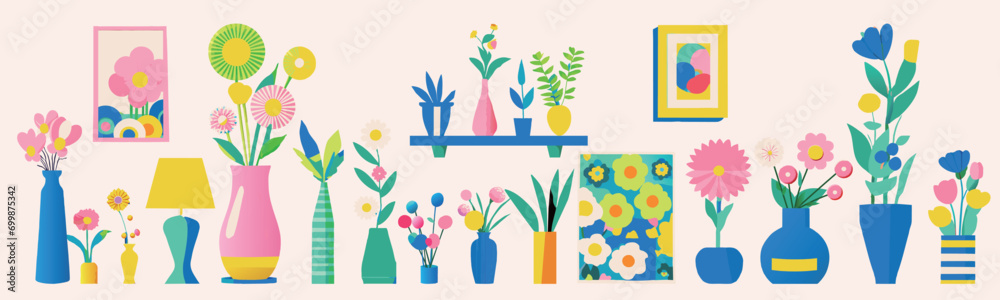 flowers, bouquet. Vector flower. plant elements. interior. decoration. flower arrangement. colorful. Gorgeous. A fun space.